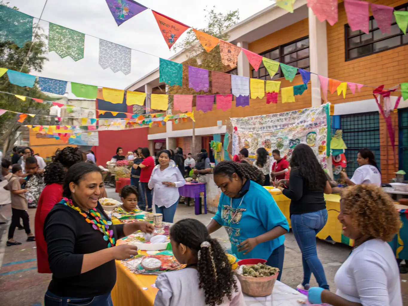An engaging image of community members participating in a Latin-themed festival, highlighting the organization's outreach efforts.